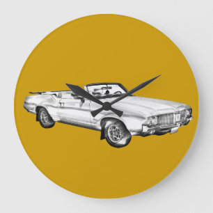 1971 Oldsmobile Cutlass Supreme Car Illustration Large Clock