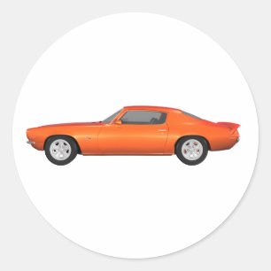 1972 Camaro: Muscle Car: Orange Finish: Classic Round Sticker