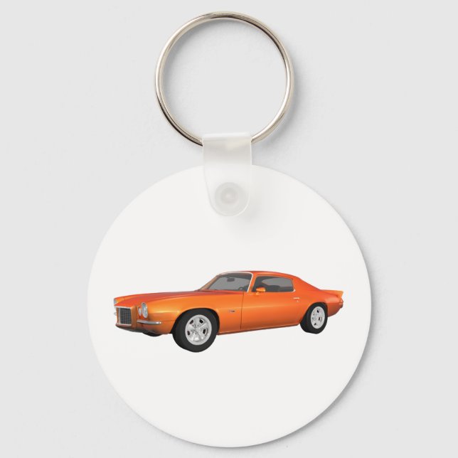 1972 Camaro: Muscle Car: Orange Finish: Key Ring (Front)