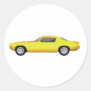 1972 Camaro Z28: Muscle Car: Yellow Finish: Classic Round Sticker