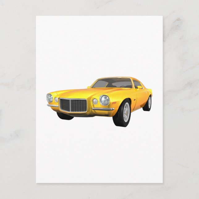1972 Camaro Z28: Muscle Car: Yellow Finish: Postcard (Front)