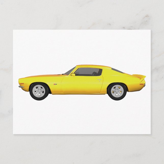 1972 Camaro Z28: Muscle Car: Yellow Finish: Postcard (Front)