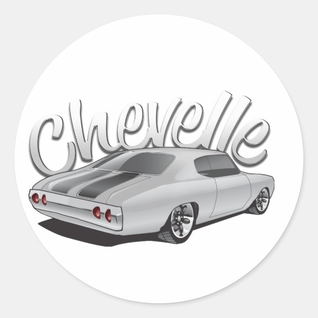 1972 Chevelle Custom Illustration Classic Round Sticker (Front)