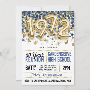 1972 High School College Reunion Invitation