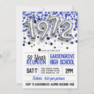 1972 High School College Reunion Invitation