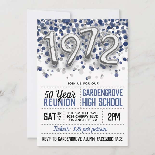 1972 High School College Reunion Invitation (Front)