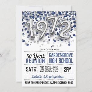 1972 High School College Reunion Invitation