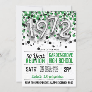 1972 High School College Reunion Invitation