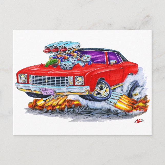 1972 Monte Carlo Red Car Postcard (Front)
