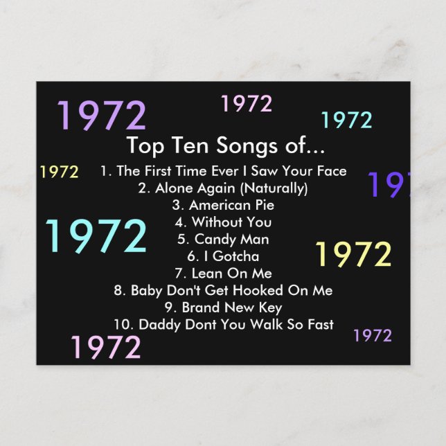 1972 Songs Postcard (Front)