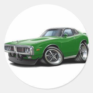 1973-74 Charger Green-Black SE Car Classic Round Sticker