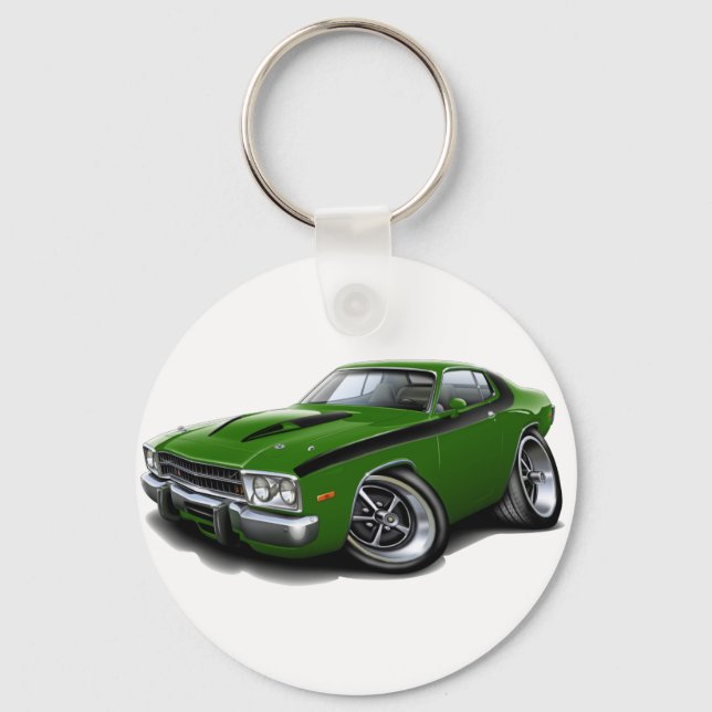1973-74 Roadrunner Green-Black Car Key Ring (Front)