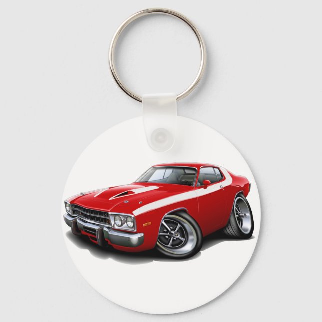 1973-74 Roadrunner Red-White Car Key Ring (Front)