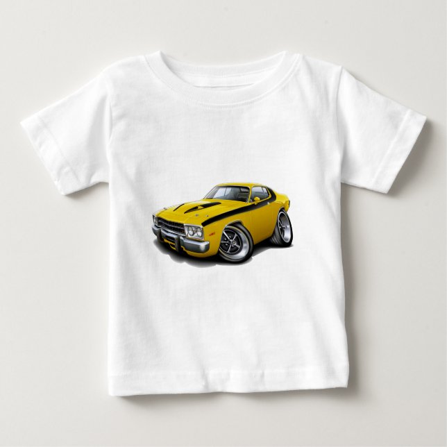 1973-74 Roadrunner Yellow-Black Car Baby T-Shirt (Front)