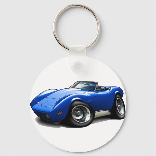 1973-76 Corvette Blue Convertible Key Ring (Front)