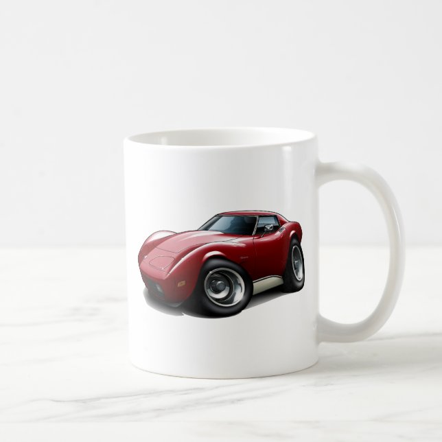 1973-76 Corvette Maroon Car Coffee Mug (Right)