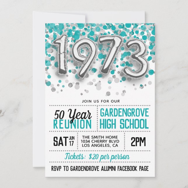 1973 High School College Reunion Invitation (Front)