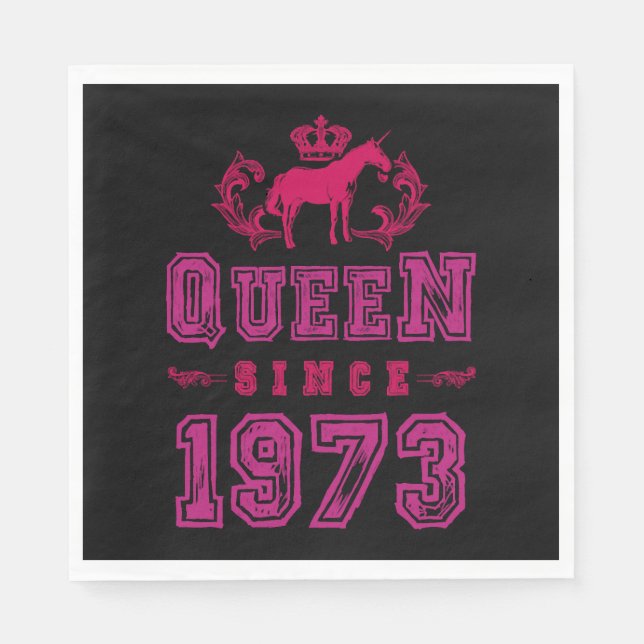 1973 Queen Unicorn Napkin (Front)