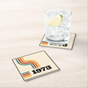 1973 Retro Vintage Poster Birthday or Reunion Square Paper Coaster