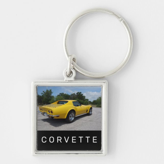 1973 Yellow Corvette Double Sided Acrylic Key Ring (Front)