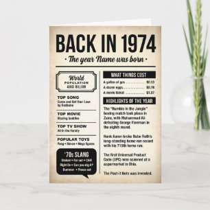 1974 Back in the Day, Fun Facts Birthday Card
