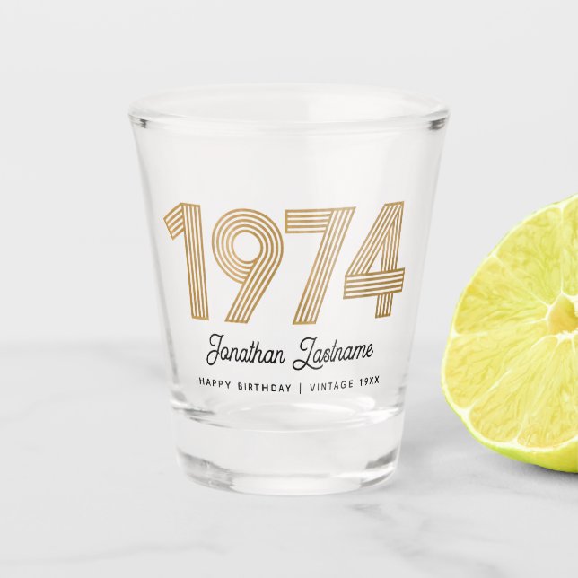 1974 Gold and Black 50th Birthday Shot Glass (Front)