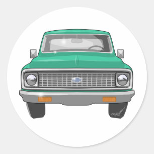 1974 Green Chevy Truck Classic Round Sticker