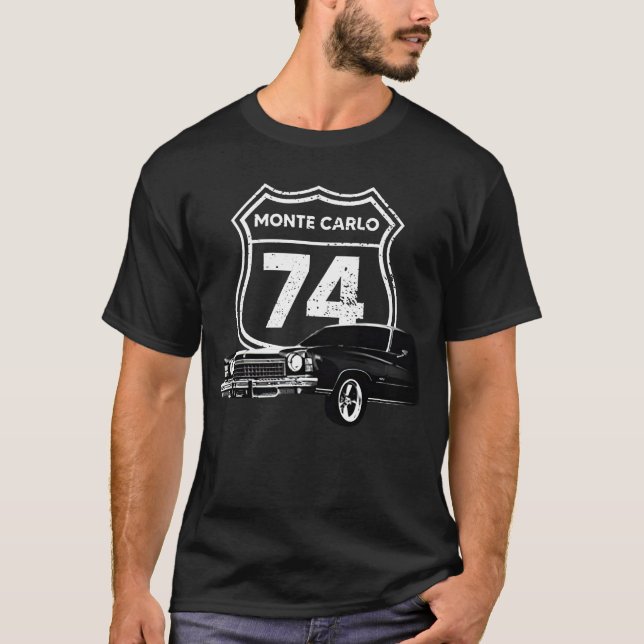 1974 Monte Carlo Front Side View with Model Year  T-Shirt (Front)
