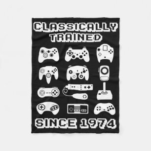 1974 Old School Video Game Theme Birthday Gift Men Fleece Blanket