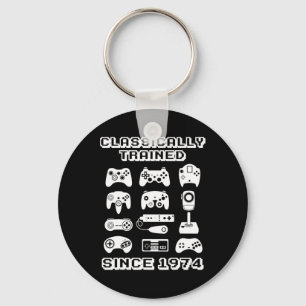 1974 Old School Video Game Theme Birthday Gift Men Key Ring