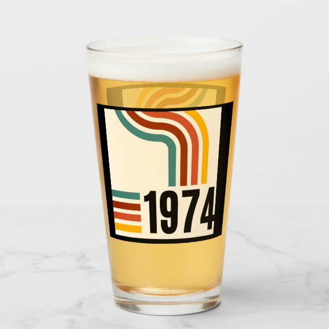 1974 Retro Vintage Poster 50th Birthday Glass (Front Filled)