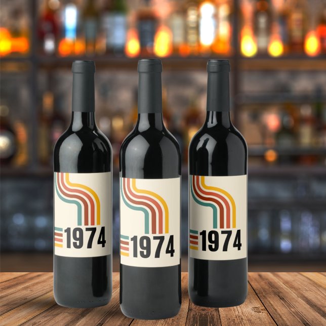 1974 Retro Vintage Poster 50th Birthday Wine Label (Creator Uploaded)