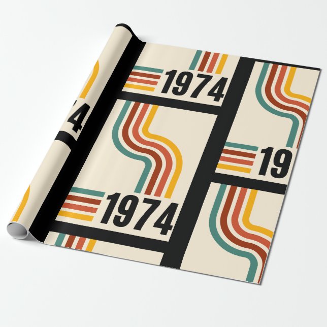 1974 Retro Vintage Poster 50th Birthday Wrapping Paper (Unrolled)