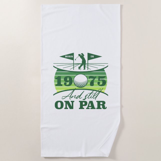 1975 50th Birthday Golf Humour Beach Towel (Front)