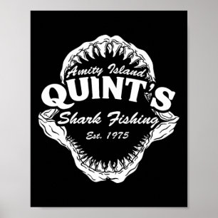 1975 Amity Island Quint's Shark Fishing Clic Retro Poster