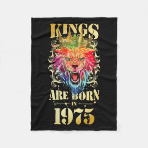 1975 Born King Crown Lion Birthday Quote Fleece Blanket