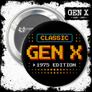 1975 Gen X Classic Retro Gamer Gaming Birthday 6 Cm Round Badge