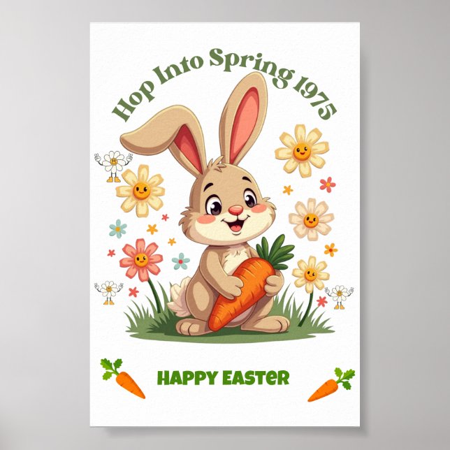 1975 Retro Spring Bunny  Poster (Front)