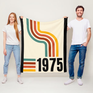 1975 Retro Stripe Rainbow Vintage Poster Blanket