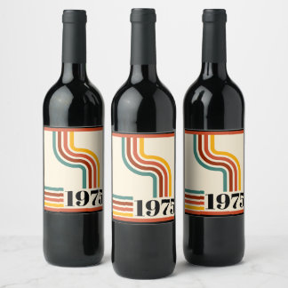 1975 Retro Stripe Vintage Orange Wine Label