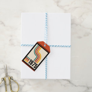 1975 Retro Stripes Vintage Poster orange Gift Tags