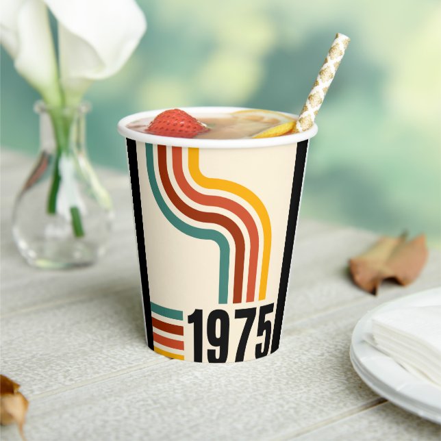 1975 Retro Vintage Poster 50th Birthday Paper Cups (Insitu)