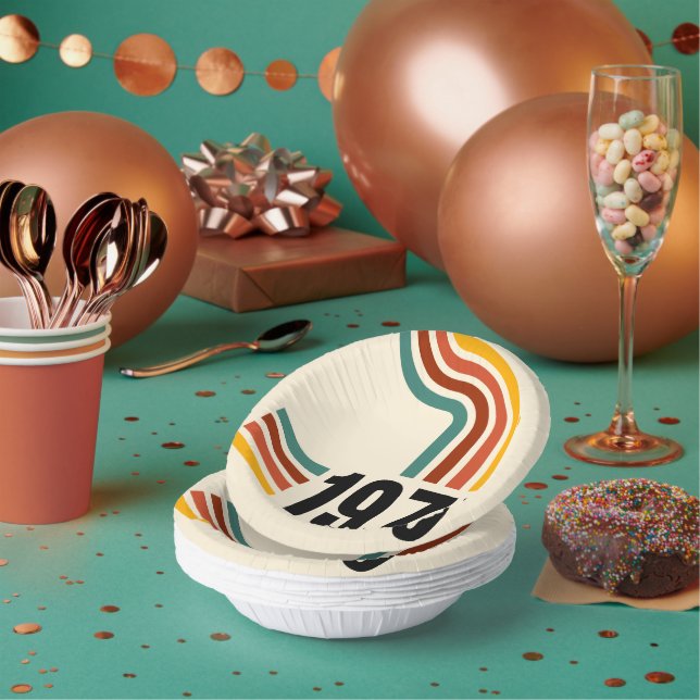 1975 Retro Vintage Poster 50th Birthday Paper Plate (Multi)