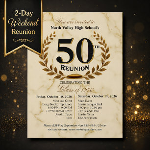 1976 50th Class Reunion Marble Gold Weekend Postcard