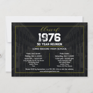 1976 Class Reunion Elegant Black - 50 Year Reunion Invitation