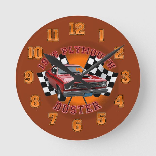 1976 Plymouth Duster Wall Clock. Round Clock (Front)