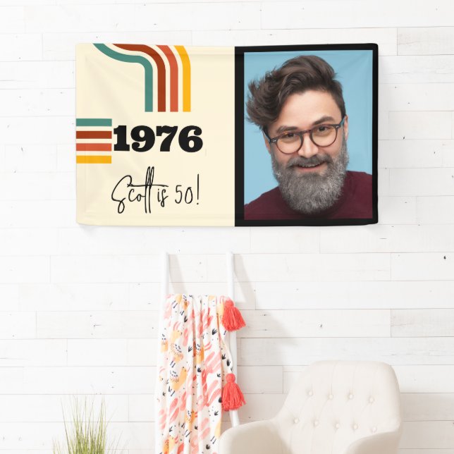1976 Retro Stripe Photo Banner Vintage Style (Insitu)