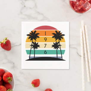 1976 Retro Stripe Sunset Vintage  Napkin