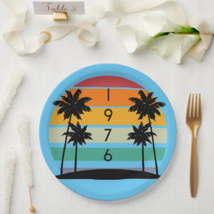 1976 Retro Stripe Sunset Vintage Paper Plate