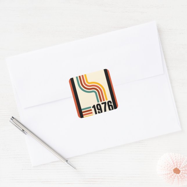 1976 Retro Stripes Vintage  Square Sticker (Envelope)